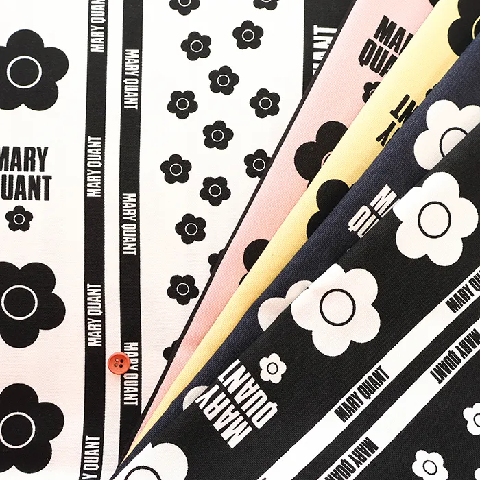 コットンオックスプリント生地　MARY QUANT　ミックスストライプ
