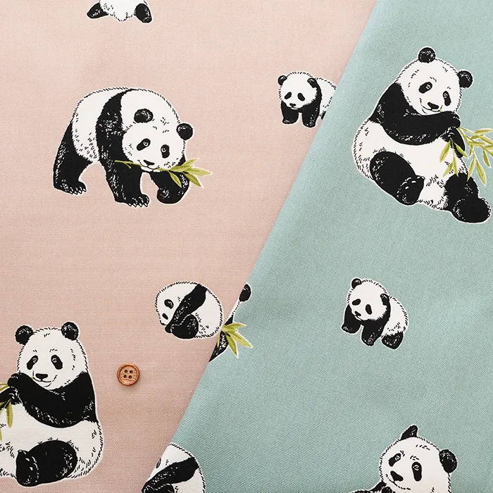 コットンオックスプリント生地　パンダ