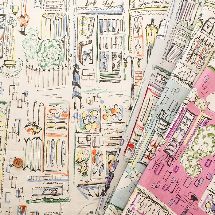 コットンブロードプリント生地　La bontique