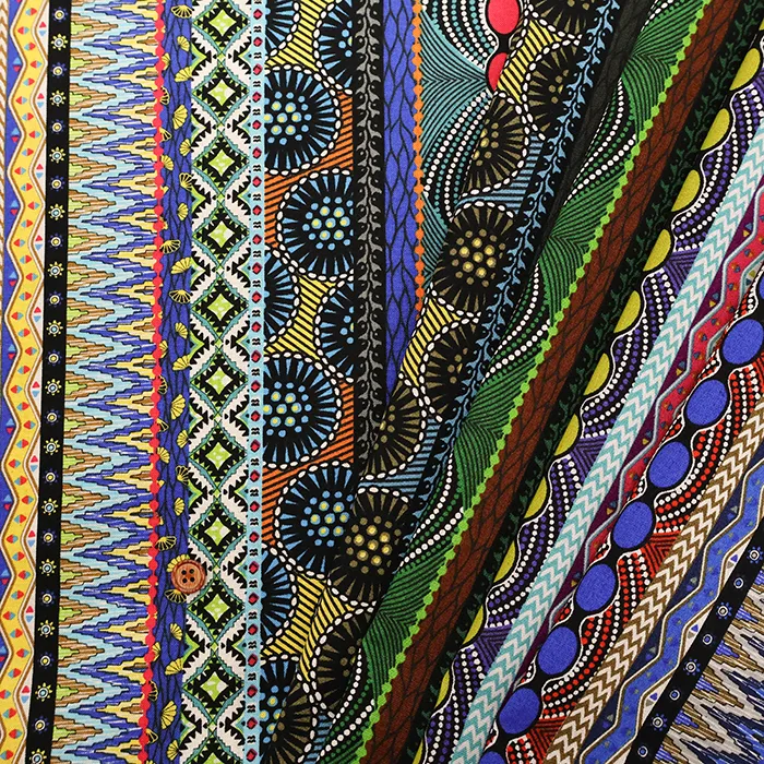 コットンシーチングプリント生地　アフリカンストライプ