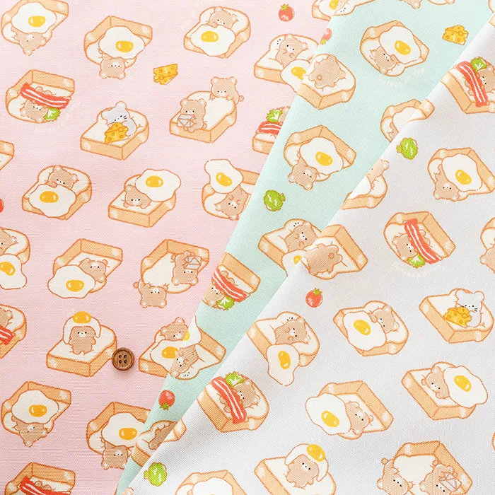 コットンオックスプリント生地　くま食パン