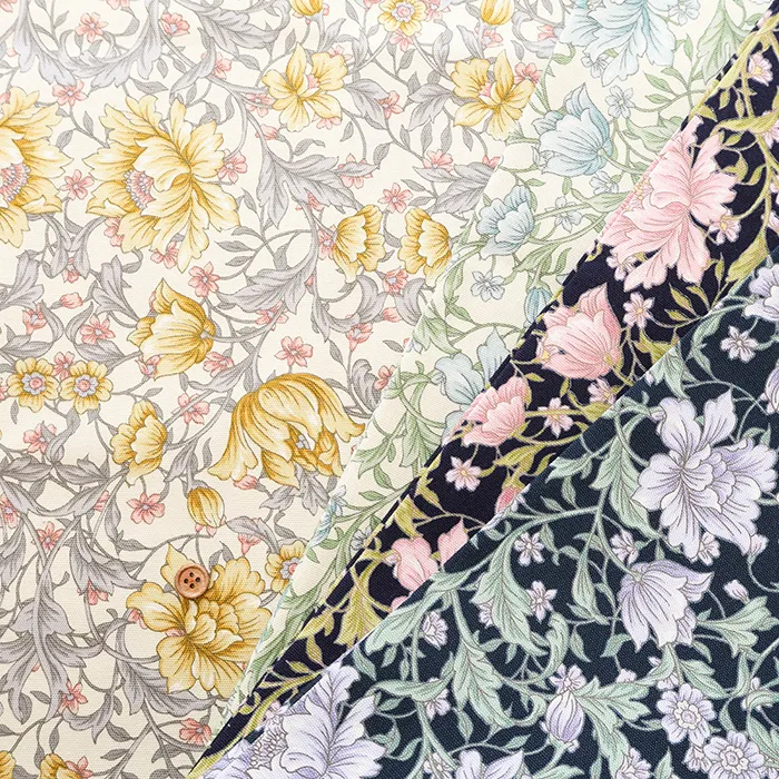 コットンオックスプリント生地　バロックフラワー