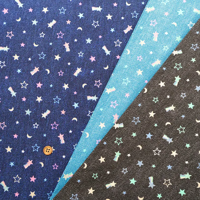 コットンオックスラメプリント生地　スター