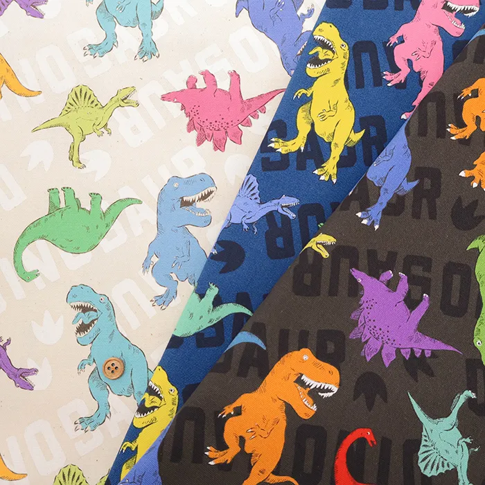 コットンオックスプリント生地　ダイナソー