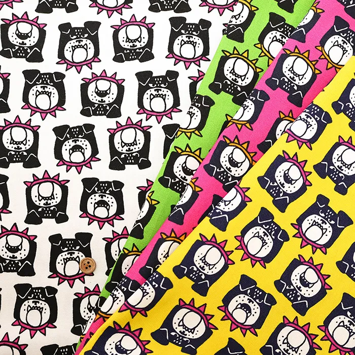 コットンオックスプリント生地　ブルドッグ