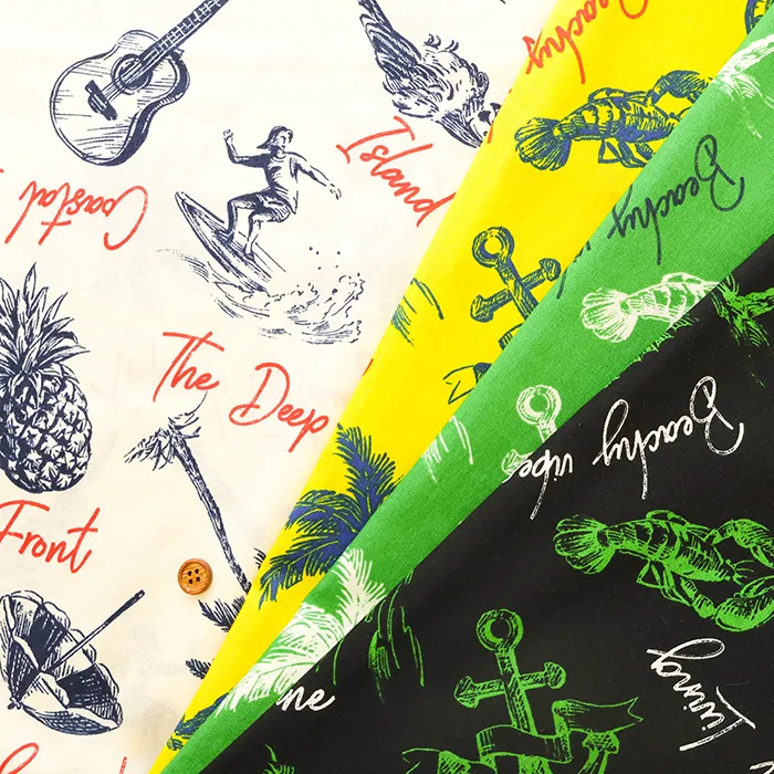 エアタンブラー加工　コットンブロードプリント生地　リゾート