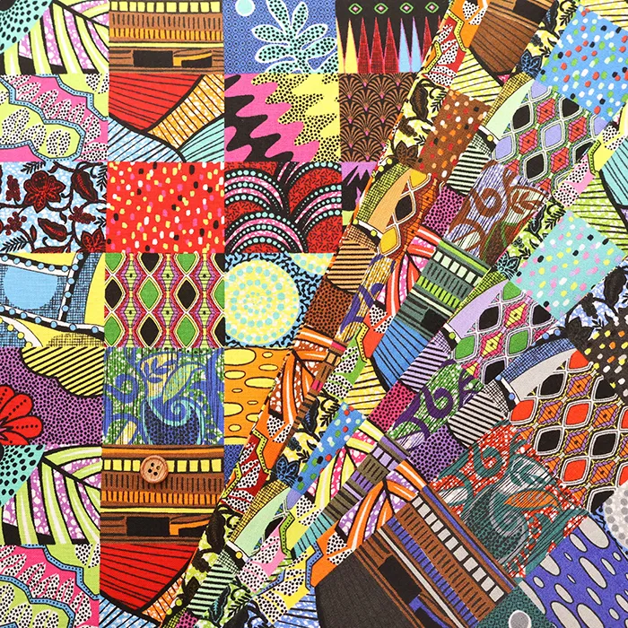 コットンシーチングプリント生地　アフリカンスクエア