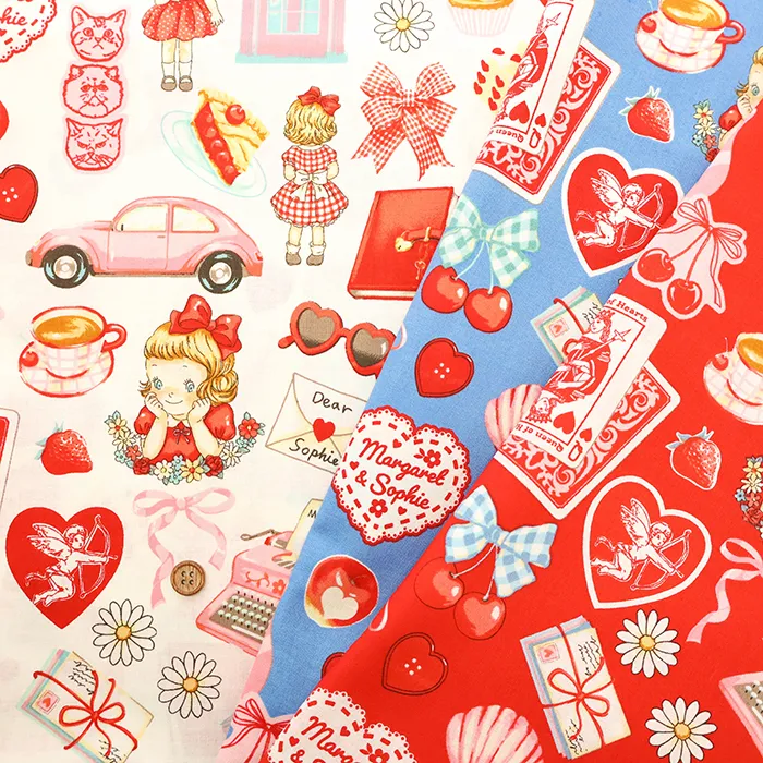 コットンシーチングプリント生地　キルトゲイト　マーガレット＆ソフィー