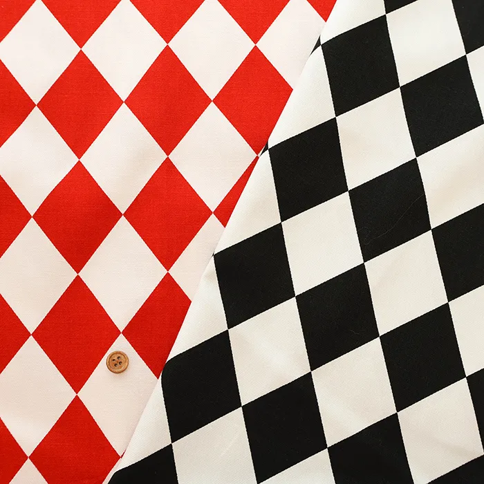 コットンオックスプリント生地　ダイヤ