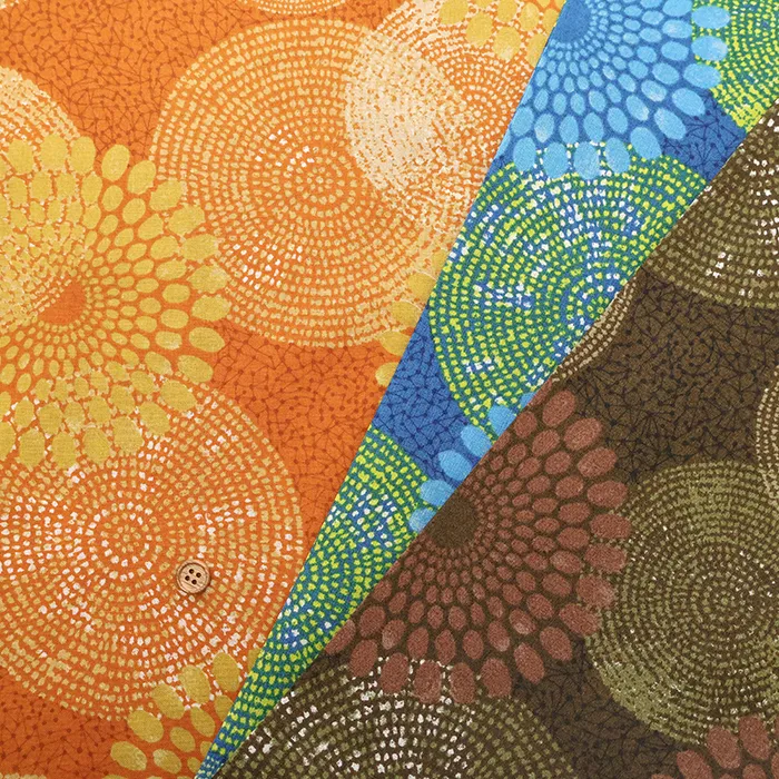 シルエス加工　コットンコンパスプリント生地　エスニック