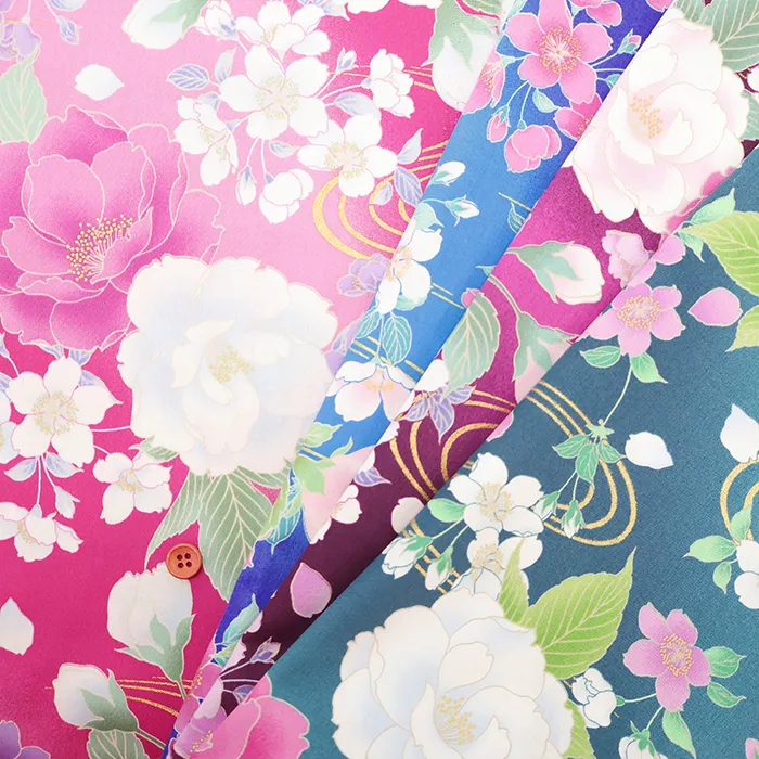 コットンサテンラメプリント生地　桜