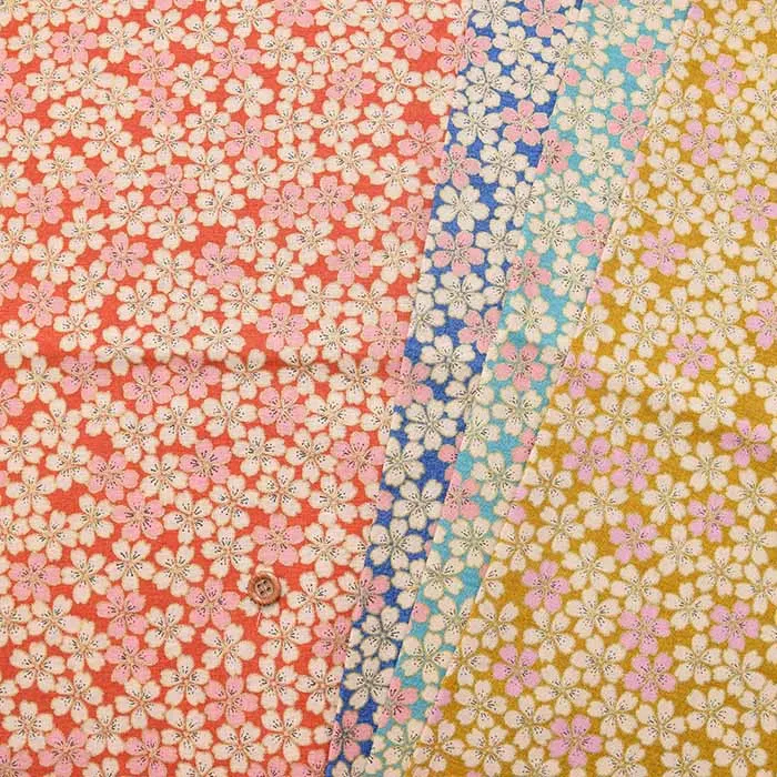 コットンシーチング和柄プリント生地　民芸の里サクラ