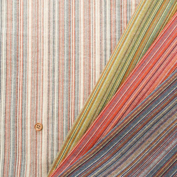 中国製　コットン先染めマルチストライプ生地