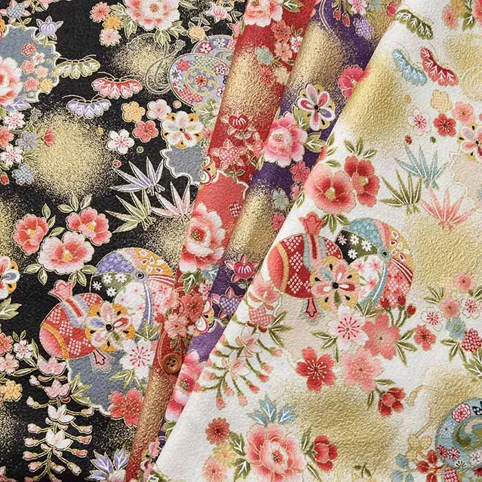 コットンスケアエンボス和柄プリント生地　小槌