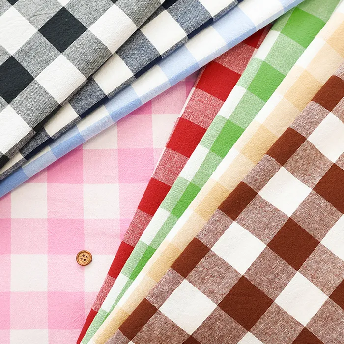 中国製　コットンワッシャー加工生地　ギンガム