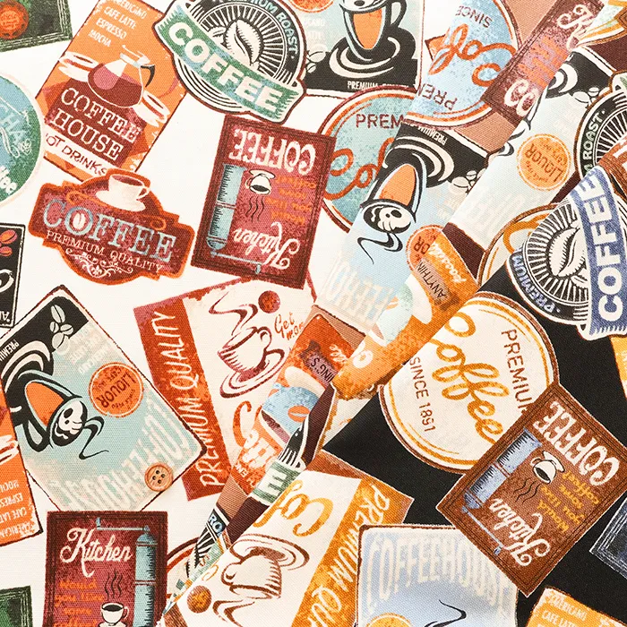 コットンオックスプリント生地　カフェ