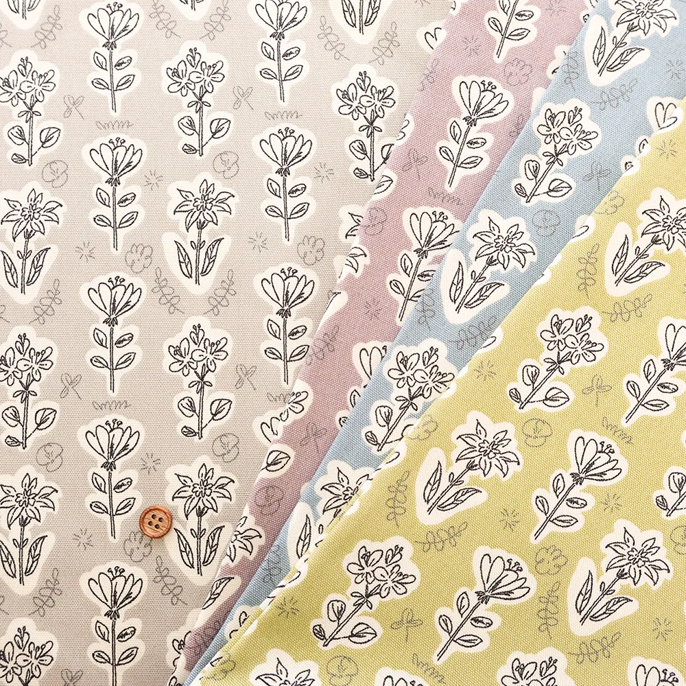 コットンオックスプリント生地　フラワー