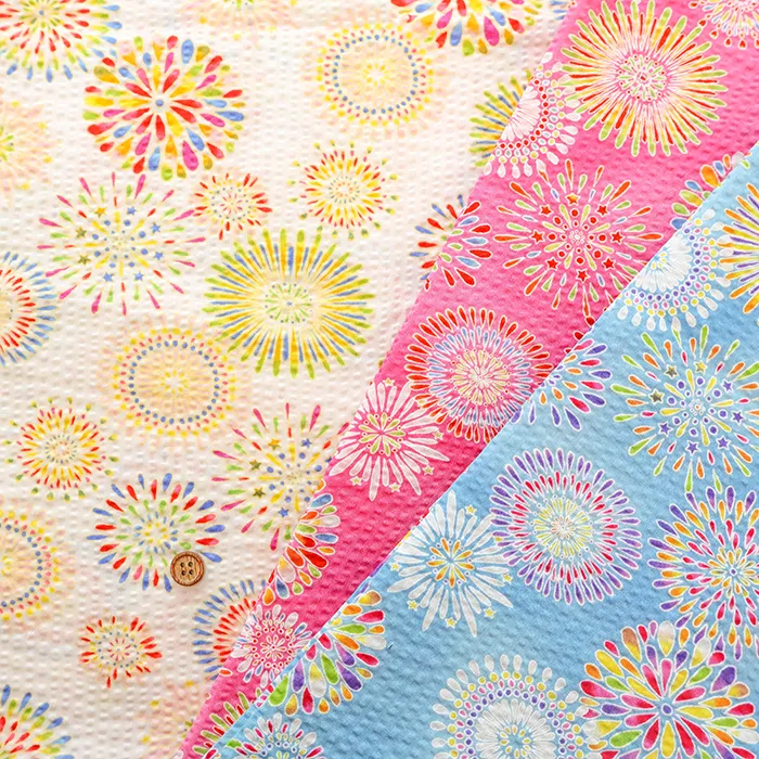 コットンリップルプリント生地　花火