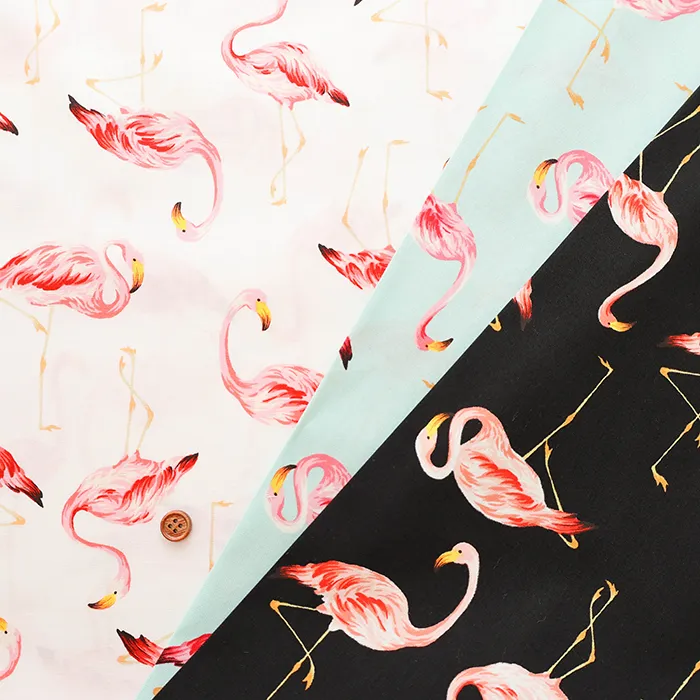 コットンブロードプリント生地　フラミンゴ