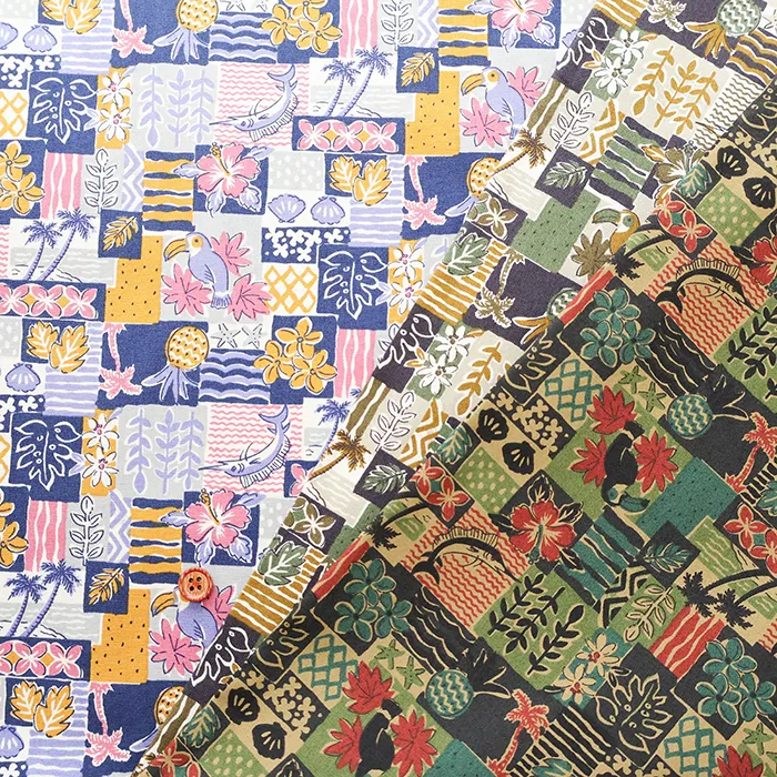 コットンブロードプリント生地　ハワイアンミニパッチ