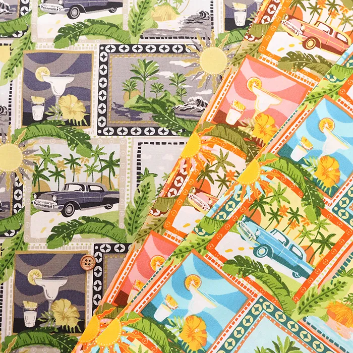 コットンブロードプリント生地　PATCH HAWAII