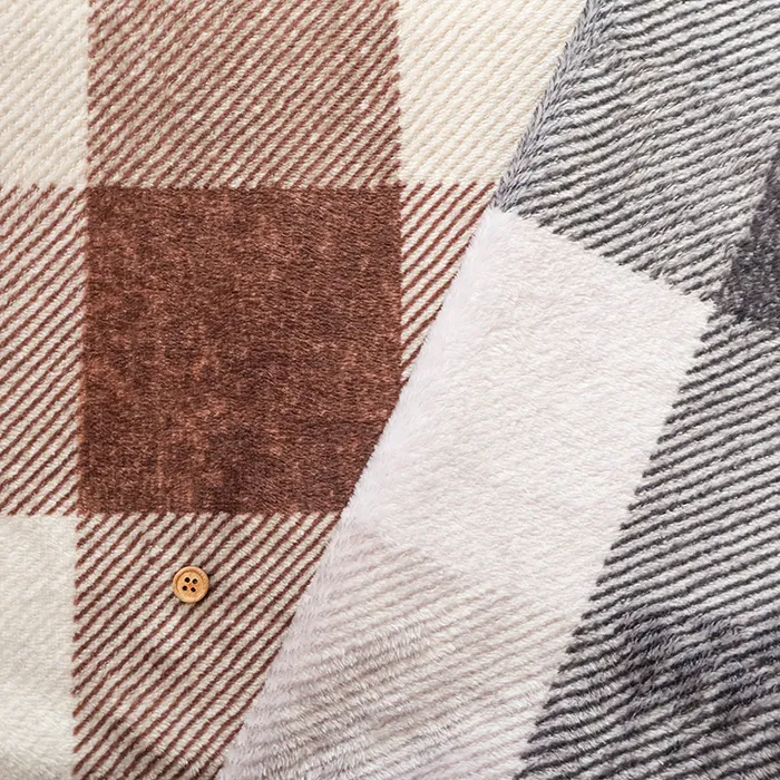 中国製　ポリエステルボアプリント生地　チェック