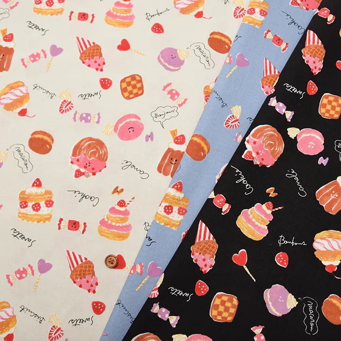 コットンオックスプリント生地　スイーツ