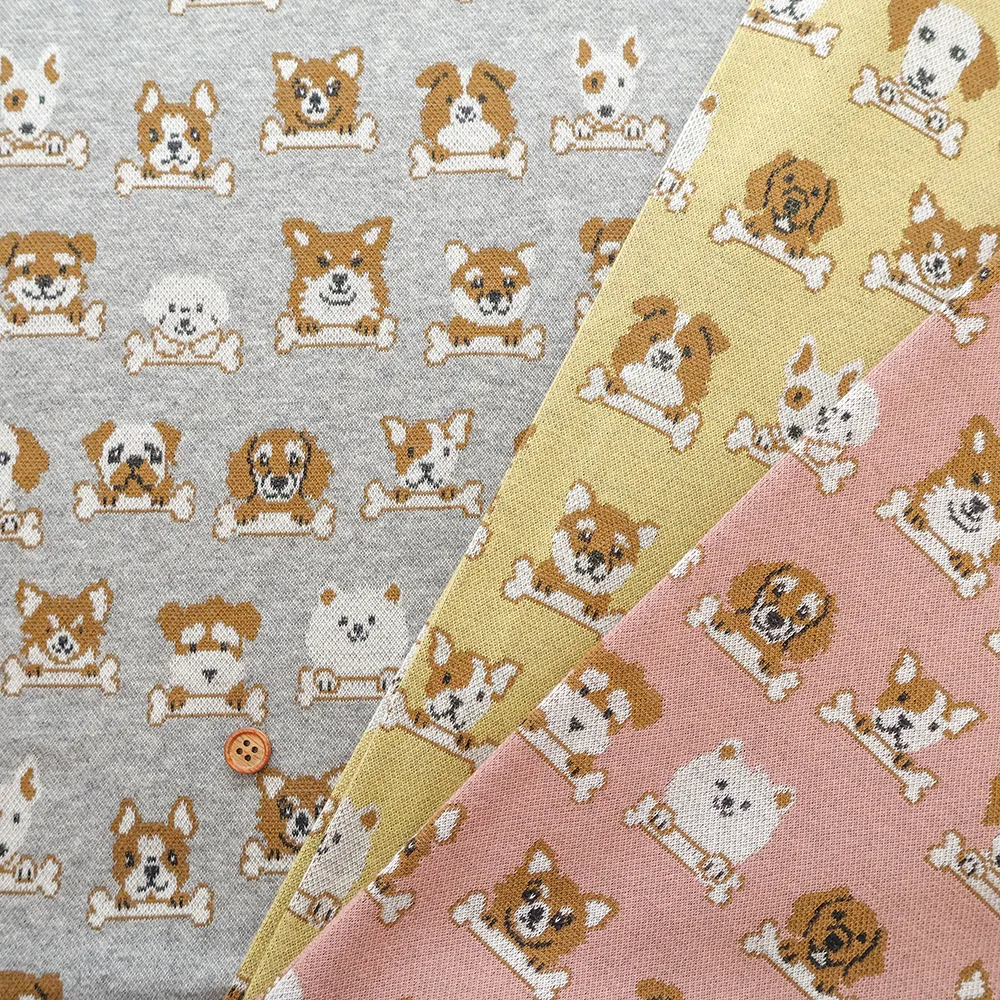 コットンニットジャガード生地　DOG