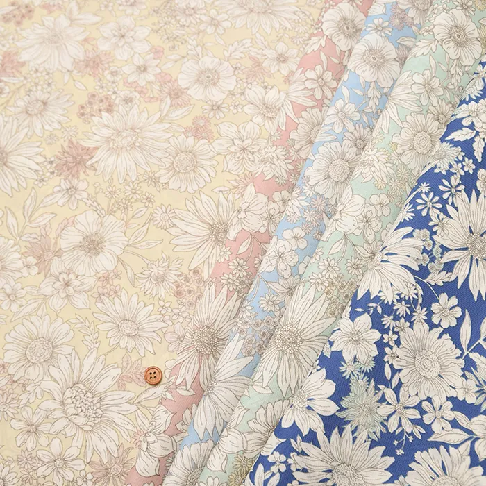 撥水加工　ナイロンオックスプリント生地　フラワー(2-036-80010-1)