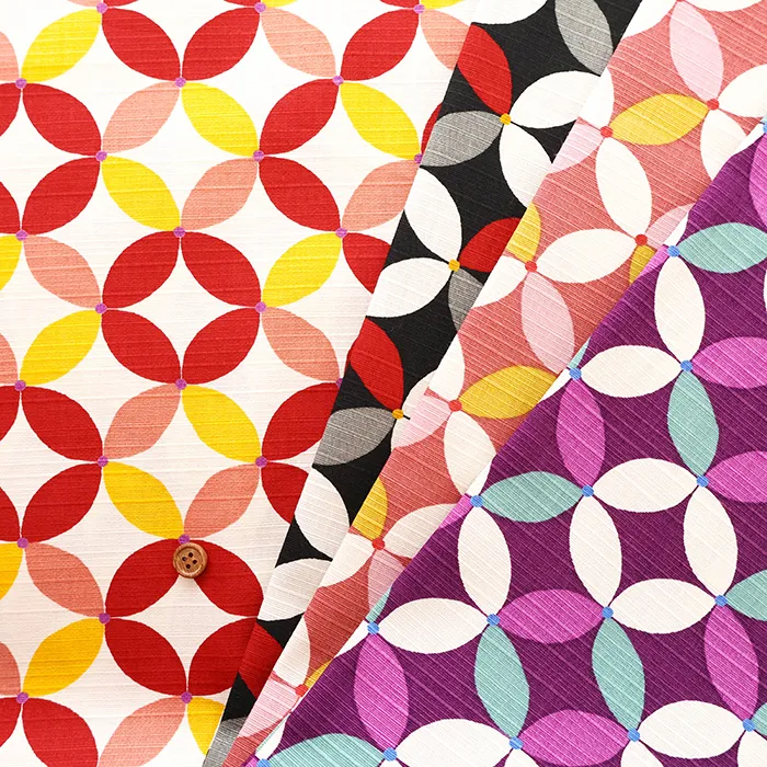 コットンシャンタンプリント生地　シンプルモダン　七宝