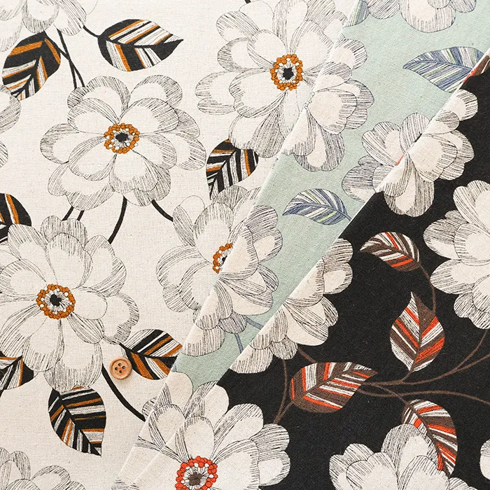 C/Lキャンバスプリント生地　ピオニー