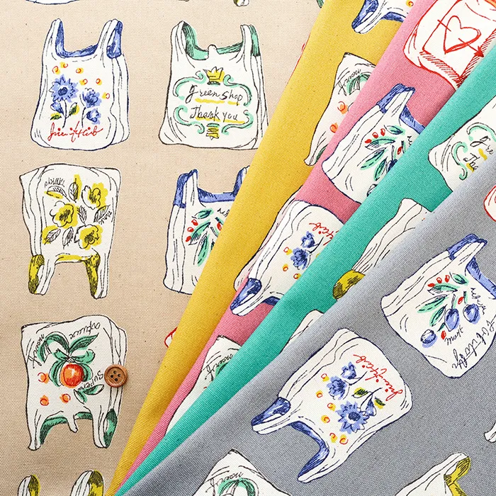 コットンオックスプリント生地　HAPPY BAG