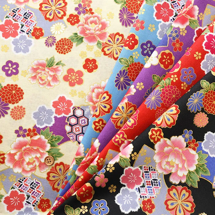 コットンスケアラメプリント生地　和華