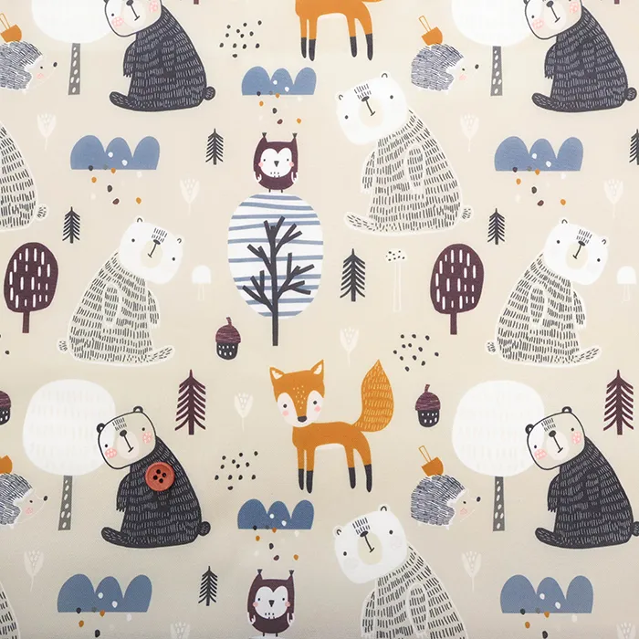 中国製　撥水加工　ポリエステルオックスプリント生地　北欧(2-036-hs2282-39)