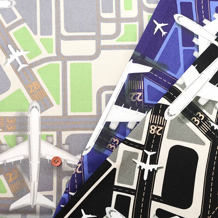 コットンオックスプリント生地　空港