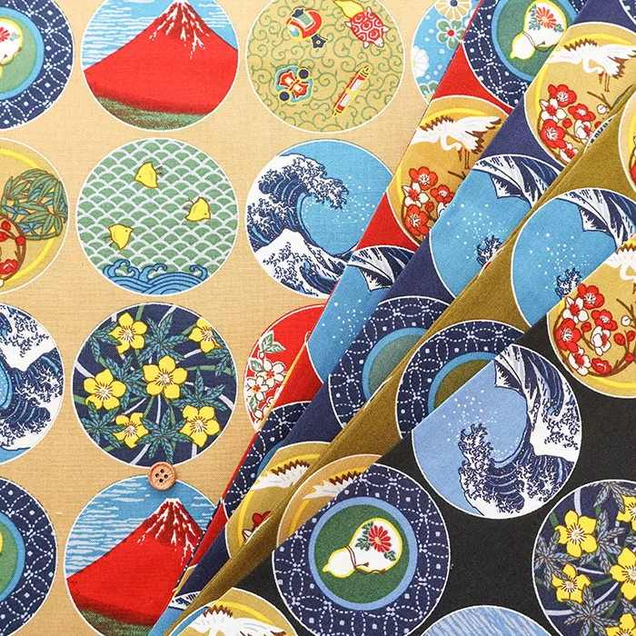 コットンシーチングプリント生地　和皿風