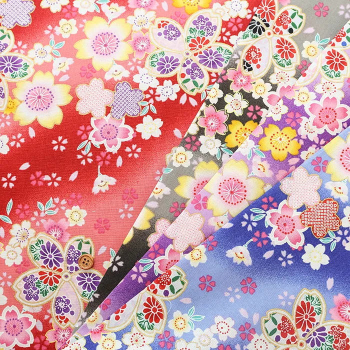 コットンスケアラメプリント生地　桜