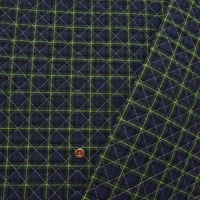 中国製　先染めチェック　全針キルト