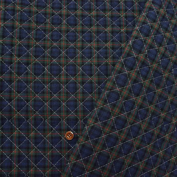 中国製　先染めチェック　全針キルト