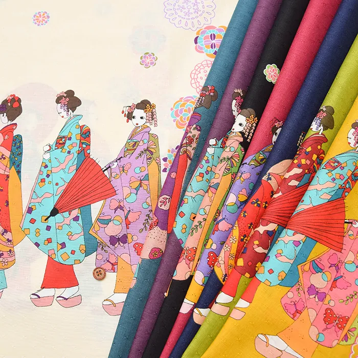 コットンドビープリント生地　舞妓