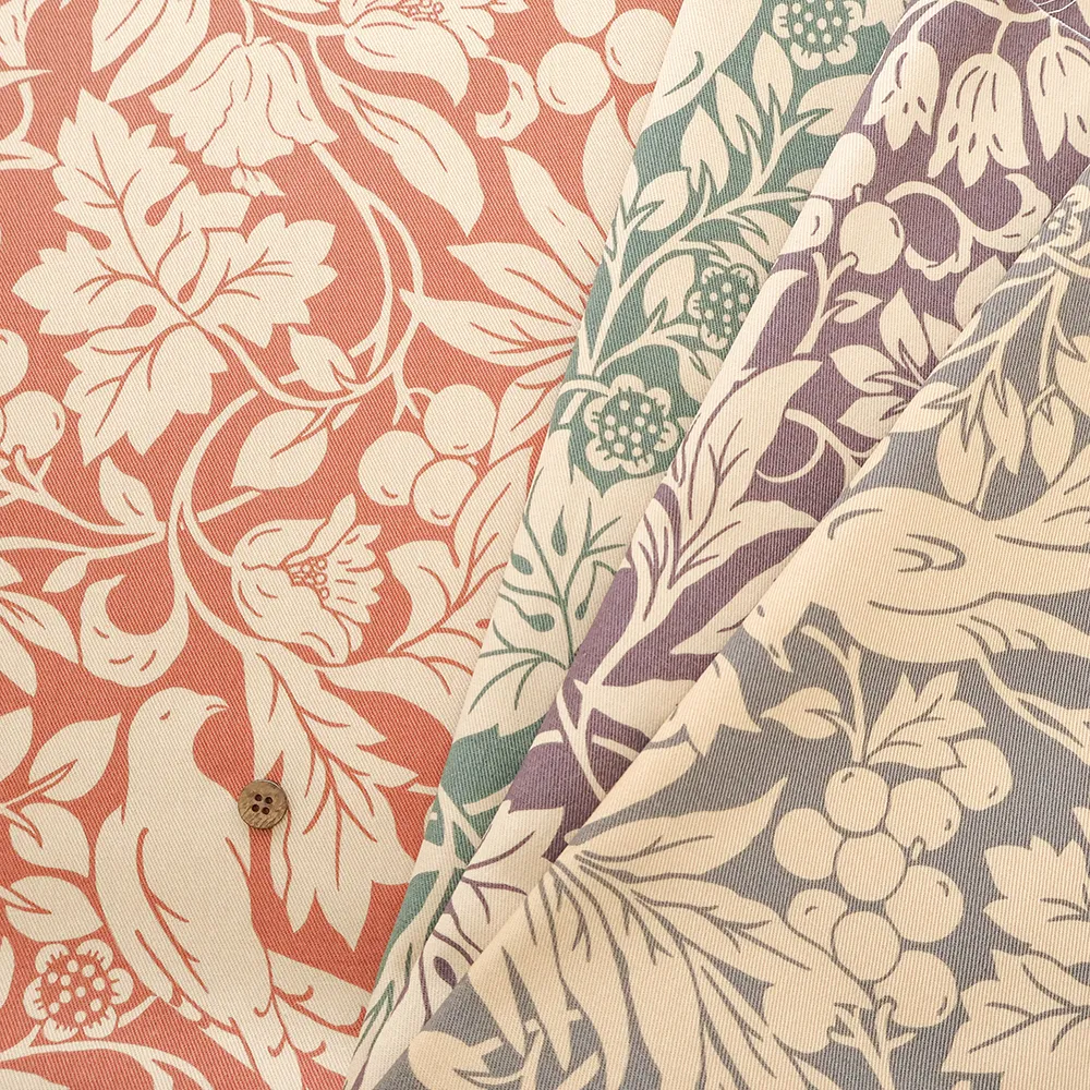 コットンツイルプリント生地　実と鳥