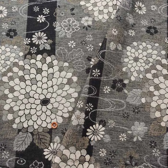 コットン二重織ジャガード生地　流水菊