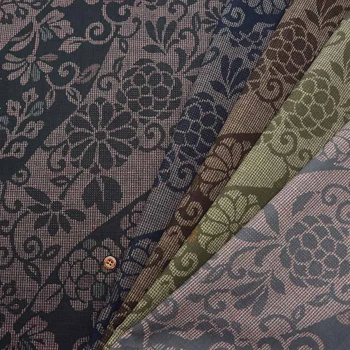 コットンサザンクロスプリント生地　波唐草織紋