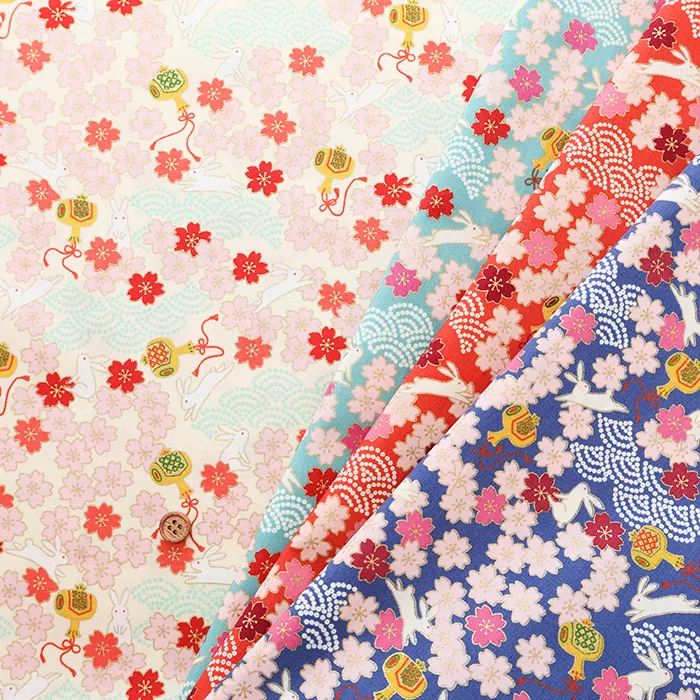 コットンブロードプリント生地　出雲うさぎ