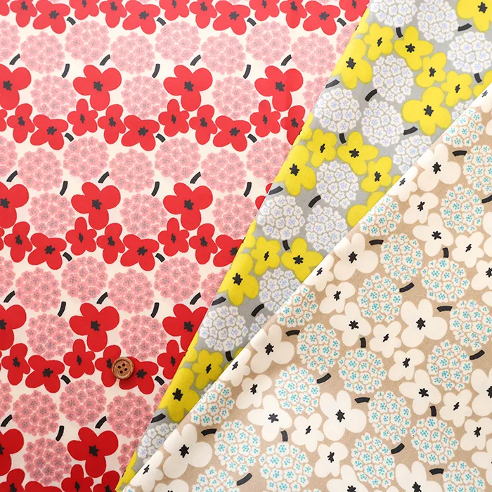 コットンブロードラミネート生地　フラワー