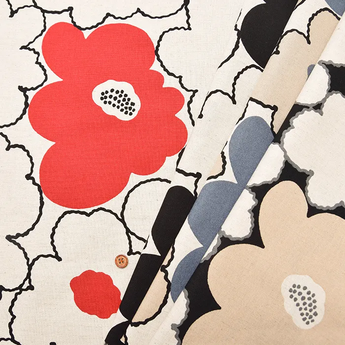 C/Lキャンバスプリント生地　モモ花