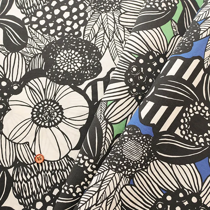 撥水加工ナイロンタフタプリント生地　アートフラワー(2-037-up5947)