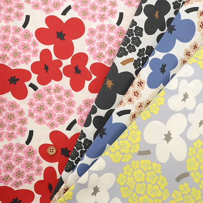 ナイロンタスランタフタプリント生地　ブーケ(2-037-up5979)
