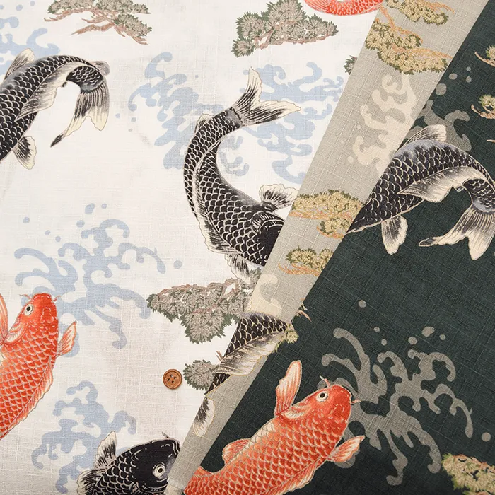コットンドビープリント生地　和柄　鯉