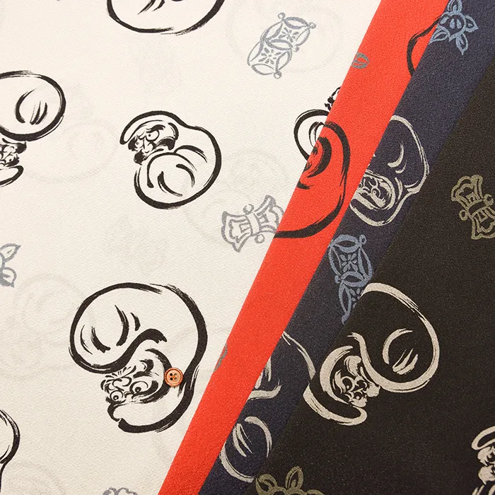 ポリエステルチリメンプリント生地　達磨